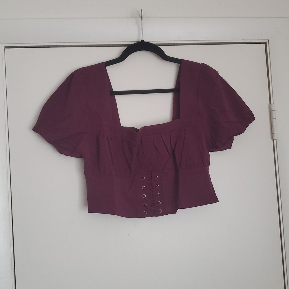 *NWT* Killstar Wild Petal Deep Plum Square-Neck Corset Crop Top
